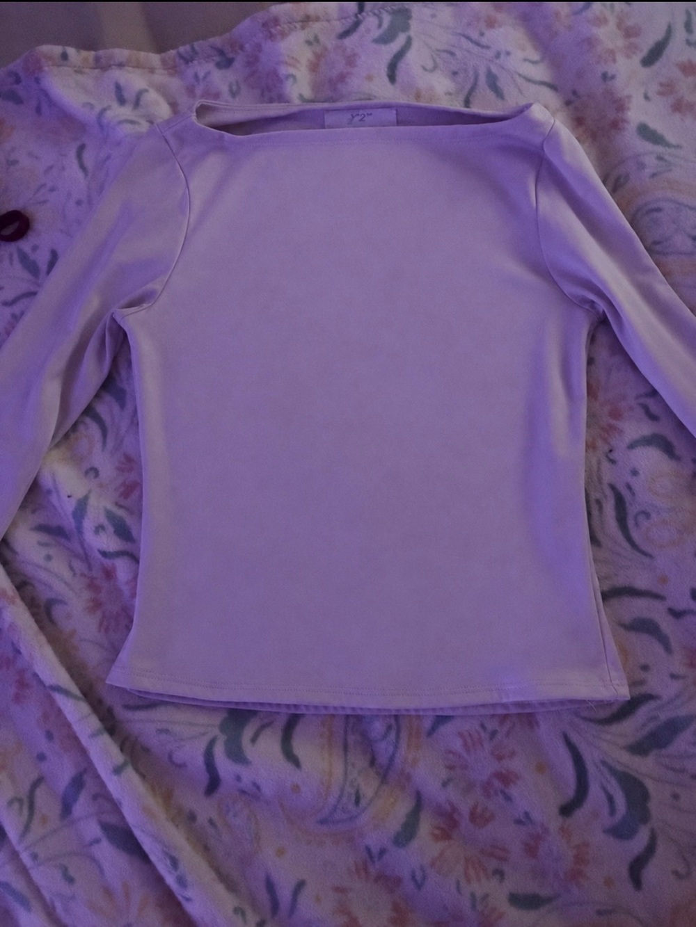 Women’s Long-Sleeve Boatneck Top in Light Lavender - Brand Unspecified